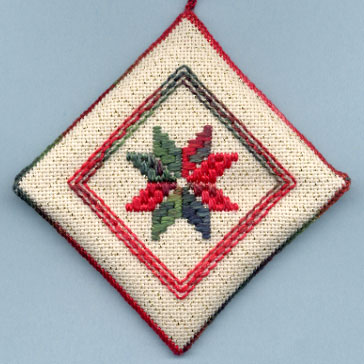 Danish Star Ornament - Green/Red (front)