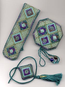 Needleworker's Set -- teal-on-green