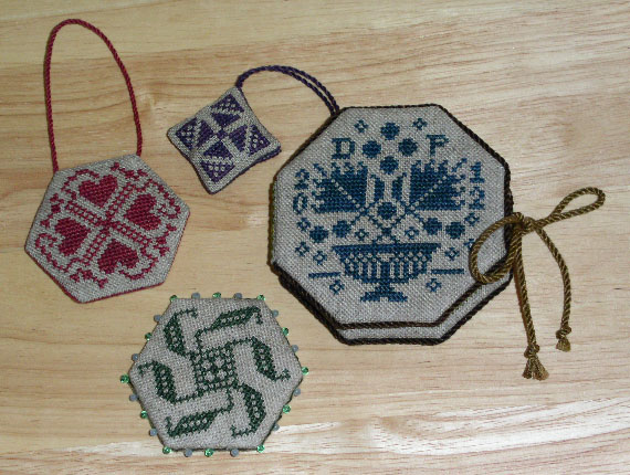 Quaker Ball Accessory Pieces - ornament, pinkeep, and scissors & needles book